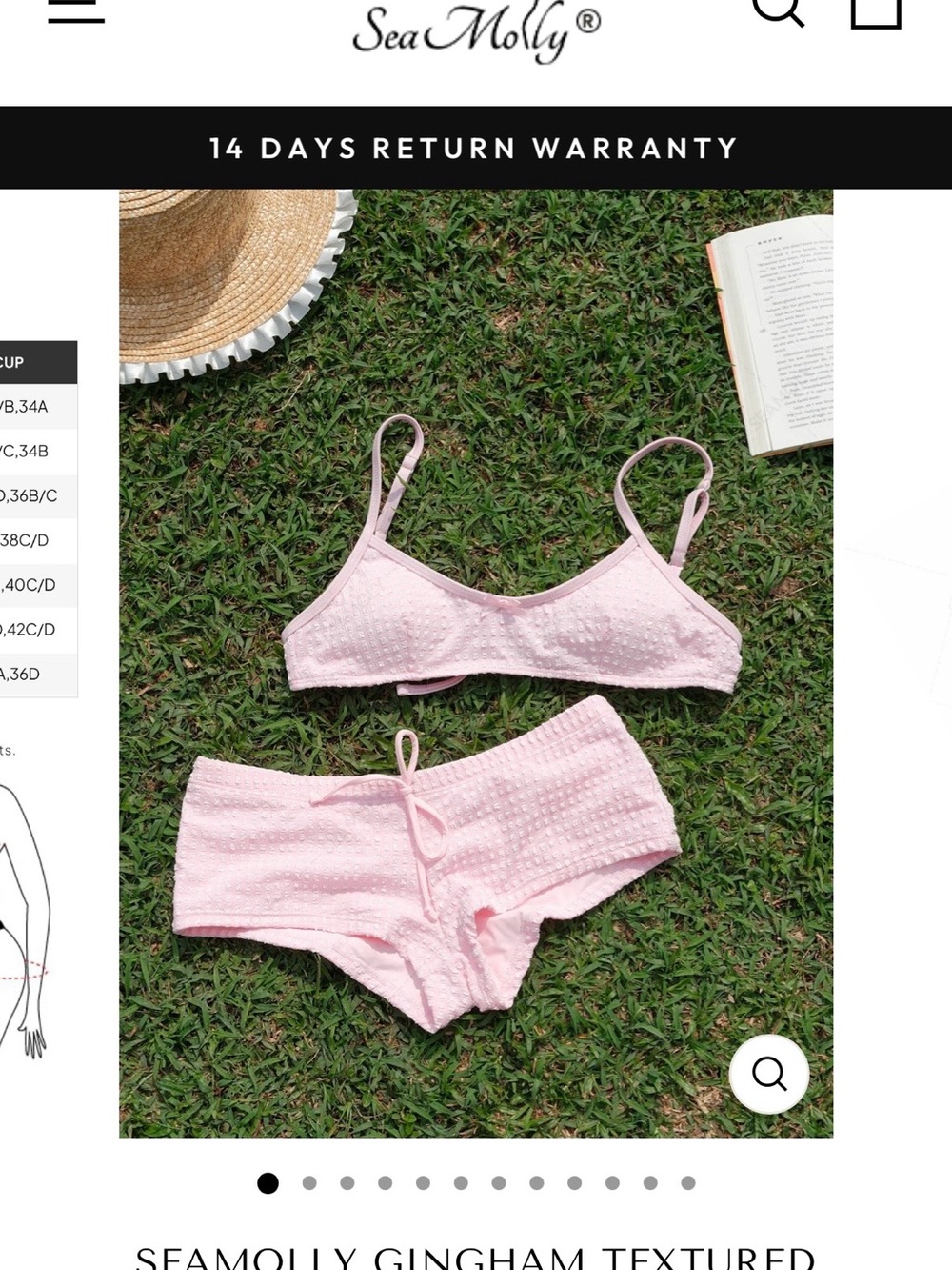 SEAMOLLY 1950S RETRO VINTAGE INSPIRED GINGHAM  BRALETTE BOYSHORTS BIKINI SET